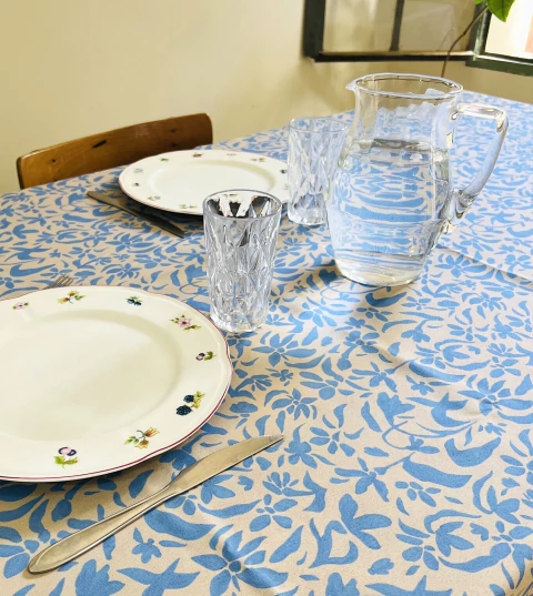 Mantel de Mesa Búlgaro Celeste