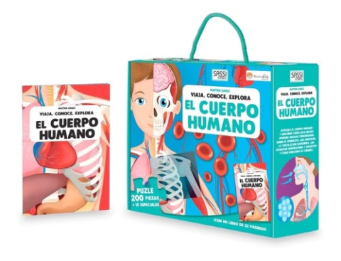 VIAJA CONOCE EXPLORA EL CUERPO HUMANO - PUZLE 200 PIEZAS + 10 ESPECIALES - MANOLINO BOOK