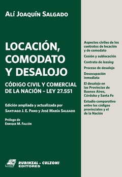 Locacion Comodato y Desalojo - Ali Joaquin Salgado - Editorial Rubinzal Culzoni