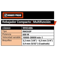 Imagen de Rebajador Multifuncion Dowen Pagio Compacto 9993486 - 600 Watts 3 Boquillas