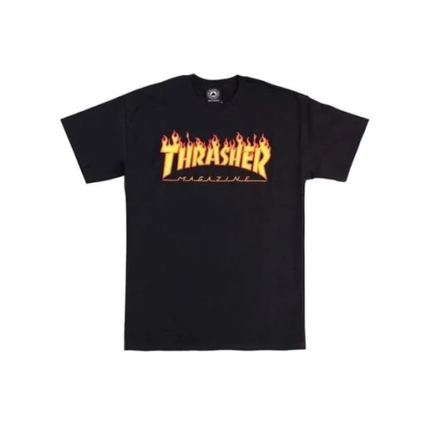 Remera Thrasher Negra Fuego
