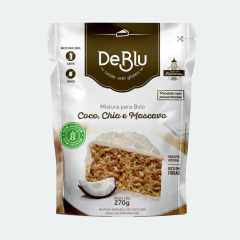 Mistura para Bolo de Coco, Chia e Mascavo sem Glúten