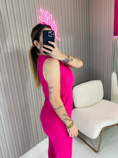 Imagem do CONJUNto trio Mimi Kimono + regata + calça tricot modal importado (pink)