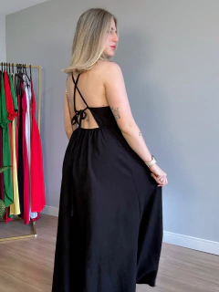 Vestido Victoria crepe marrante (preto) - comprar online