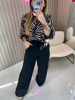 CALÇA LARA - crepe duna - (preta) - Jordanna Galia Store