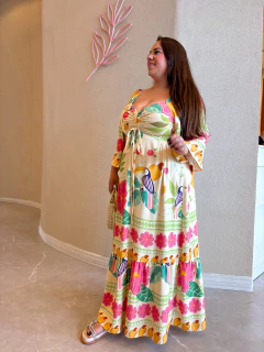 Vestido Andy curves 44- 48 viscolynho (estampa amarelo candy)