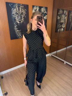 CONJUNTO malu crepe alfaiataria poa (preto) - comprar online