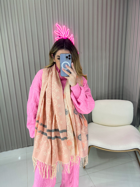 Lenço cashmere lãzinha LV (rosa)