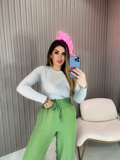 Blusa/cropped cacharrel segunda pele tricot modal premium (gelo) - Jordanna Galia Store