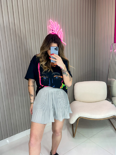 SAIA/short plissado (cinza) -