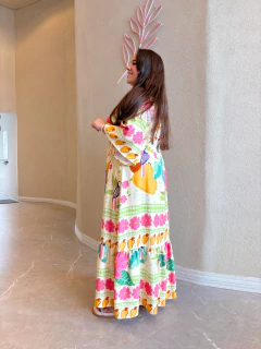 Vestido Andy curves 44- 48 viscolynho (estampa amarelo candy) - Jordanna Galia Store