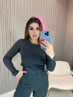 Blusa/cropped cacharrel segunda pele tricot modal premium (chumbo) - Jordanna Galia Store