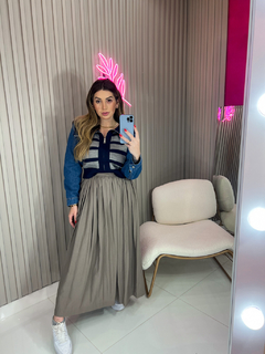 Imagem do Jaqueta retrô com gola TRICOT & jeans - (chumbo)