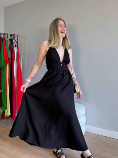 Vestido Victoria crepe marrante (preto) - Jordanna Galia Store