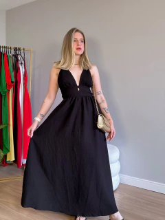 Vestido Victoria crepe marrante (preto) - comprar online