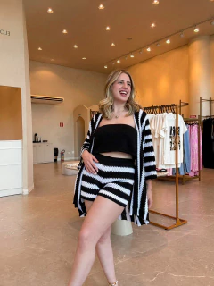 Imagem do Conjunto trio stella curto tricot fio (preto)