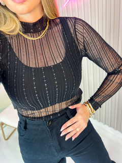 Blusa ponto luz tule (preto)