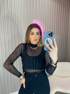 Cropped básico Regata Bru canelado (preto) - comprar online