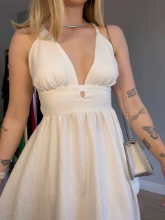 Vestido Victoria crepe marrante (off white) na internet