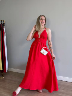 Vestido Victoria crepe marrante (vermelho) - Jordanna Galia Store