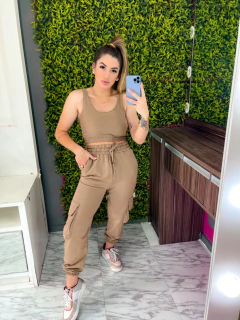 Cropped Regata moletom (caqui) - Jordanna Galia Store