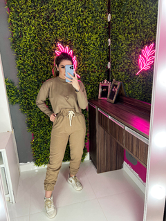 Cropped Bru molecotton manga longa (caqui) - Jordanna Galia Store