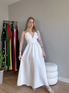 Vestido Victoria crepe marrante (off white) - comprar online