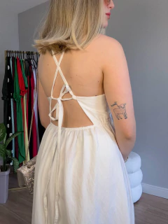 Vestido Victoria crepe marrante (off white) - Jordanna Galia Store