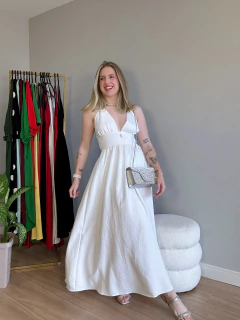 Vestido Victoria crepe marrante (off white) - Jordanna Galia Store