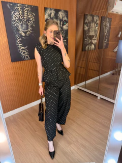 CONJUNTO malu crepe alfaiataria poa (preto)
