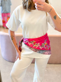 Lenço cetim 90x90 (rosa/pink estampado) - comprar online