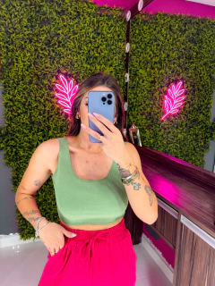 Cropped Regata Bru canelado (menta)