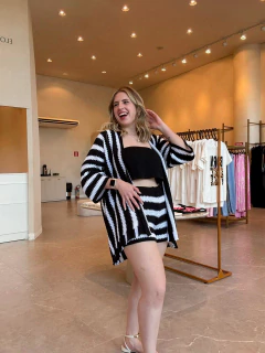 Conjunto trio stella curto tricot fio (preto) na internet