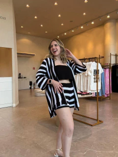 Conjunto trio stella curto tricot fio (preto) - Jordanna Galia Store