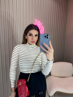 Blusa canelado premium manga longa inspiração zar@ (listras gola media) - loja online
