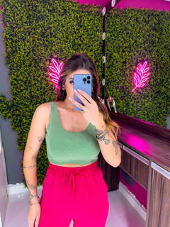 Cropped Regata Bru canelado (menta) - comprar online