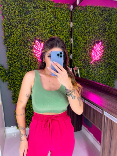 Cropped Regata Bru canelado (menta) - comprar online