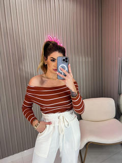 Blusa Laura ombro a ombro canelado (terracota) - comprar online