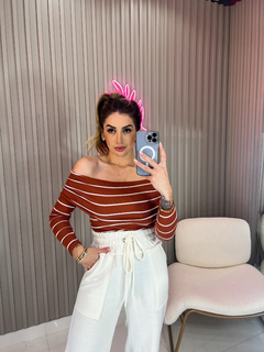 Blusa Laura ombro a ombro canelado (terracota) - loja online