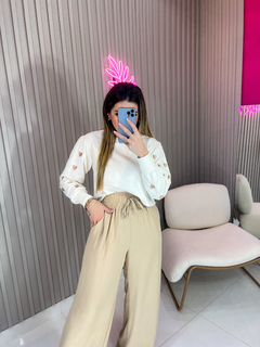 Cropped MOLETOM corações (off white/nude)