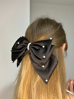 Laço de cabelo acetinado (preto)