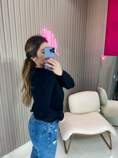 Cropped polo TRICOT modal importado (preta) - loja online