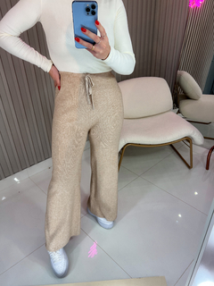 Calça Melanie tricot modal importado pantalona (nude) - Jordanna Galia Store