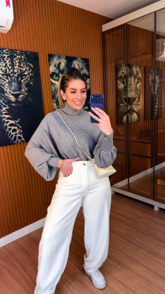 Blusa Manoella tricot modal (cinza) - loja online