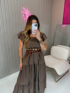 Vestido Betina tricoline (marrom/moccha mousse)