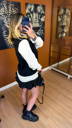 Conjunto camisa + colete strass tricot modal (preto) na internet