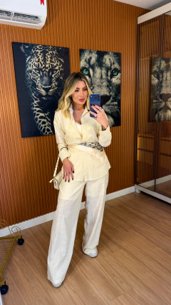CONJUNTO tatiana camisa+ lenço e pantalona linho de algodão (off white)
