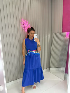 Vestido mali algodão (azul royal) - Jordanna Galia Store