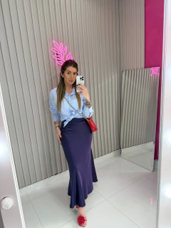 SAIA evase cetim (azul marinho) - comprar online