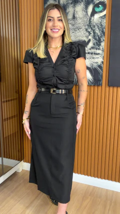 SAIA Laura midi alfaiataria oxford (preto) - loja online